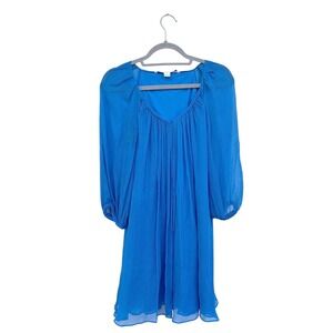 Diane von Furstenberg Fenobe Silk‎ Chiffon Mini Dress, Split Front, Sz 0
